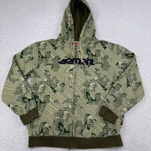 Element Mens Geometric Camo Full Zip Hoodie Olive Green Embroidered Logo Large
